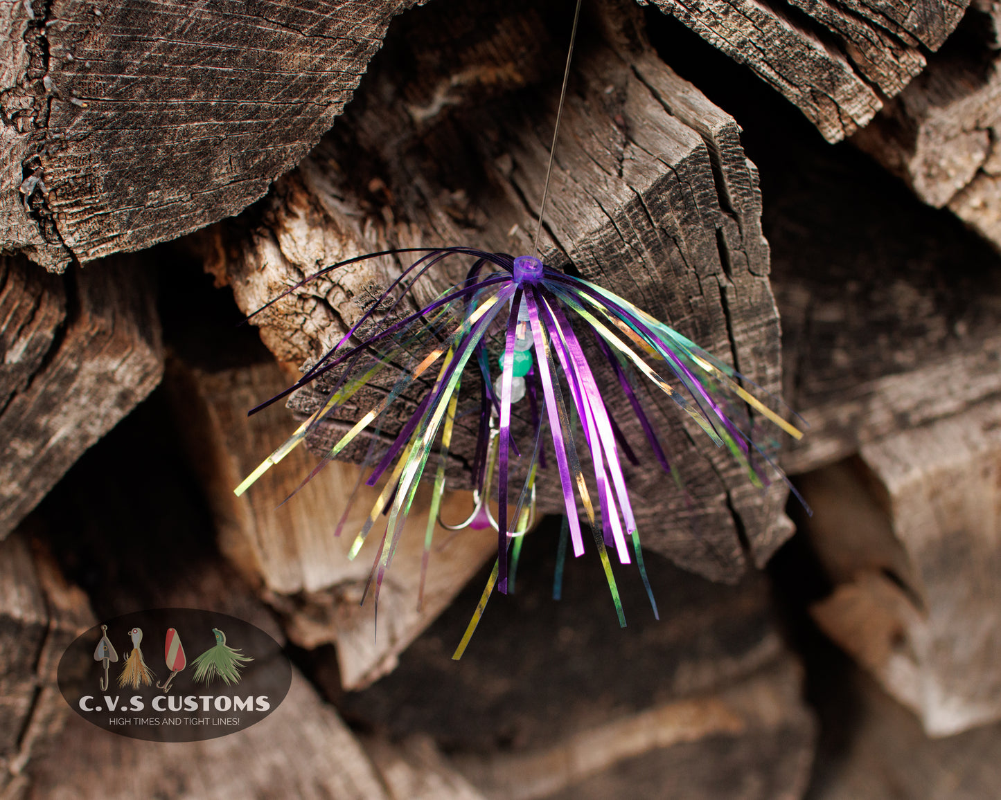 C.V.S Customs Salmon Fly Pearly Green and Purple 18" Leader